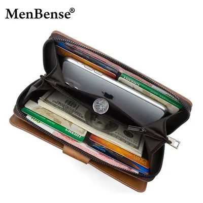 Long Men's Wallet with Lock Buckle Clutch, Large Capacity - 4