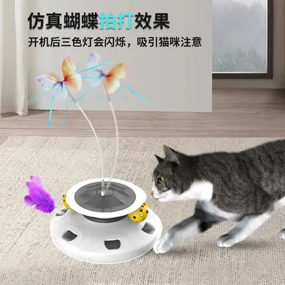 Cross-border popular cat teaser stick, electric cat toy turntable, automatic cat teaser, cat toy, self-play and boredom-relieving cat toy