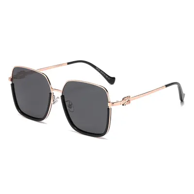 19133 Semi-Rimless Metal Polarized Sunglasses, Coffee Frame - 6