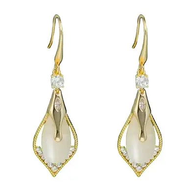 Women's Earrings, Cat Eye Stone, Water Drop Shape