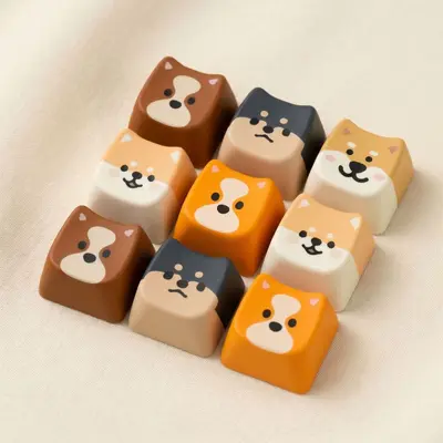 柴犬可爱小狗热升华键帽3D打印底座减压按键小机械键盘可拆卸键帽 - 6
