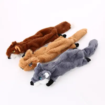 Leather-Shell Plush Squirrel Squeaky Dog Toy - 3