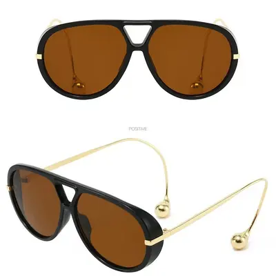 Men's Metal Aviator Sunglasses, Double Bridge, Large Frame - 4