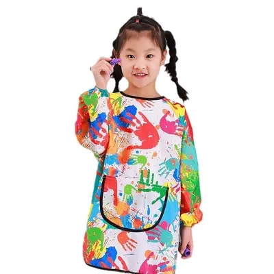 Waterproof Long-Sleeve Children's Painting Smock, Back-Opening