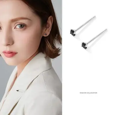 S999 Silber-Ohrringe Mini Zirkon, Vier-Krallen-Design