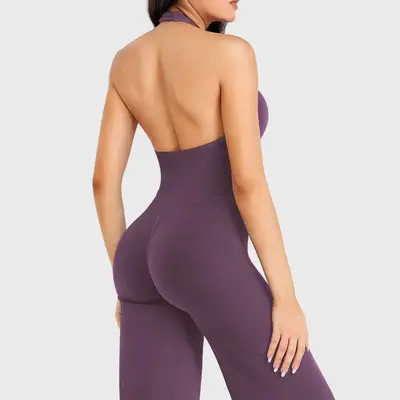 Women's Nude-Feel Flared Yoga Jumpsuit, Butt-Lifting Tight Fit