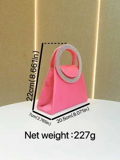 Damen-Abendtasche mit Strass, französische Trapez-Handtasche mit Kettenriemen - 6