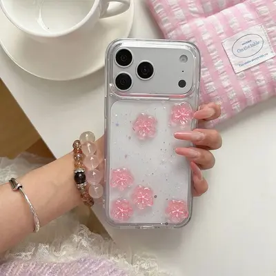 Apple iPhone 17 Pro sakura case with glitter powder design