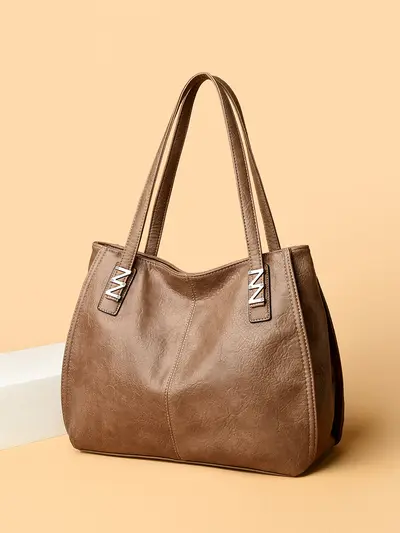 Women's Soft Leather Tote Bag, Large Capacity, 2026 Single Shoulder Bag - 4