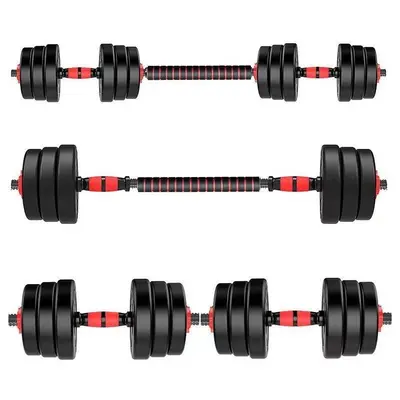 Dambıl erkek ev fitness ekipmanları ayarlanabilir ağırlık katı 20KG kauçuk kaplı halter seti kombinasyonu ayrılabilir