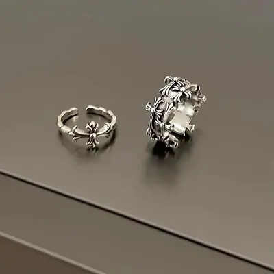 Punk-Kreuzring Damen, Vintage Y2K Doppelring