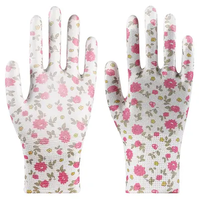 Non-Slip PU-Coated Palm Work Gloves with Dipped Rubber - 10