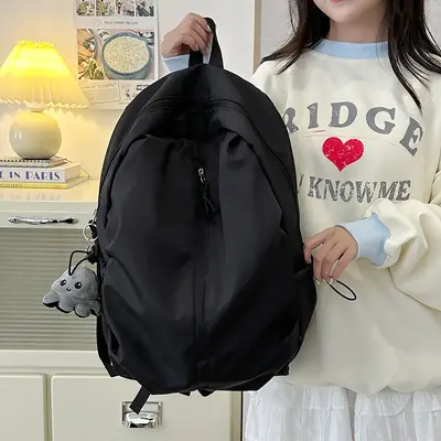 Korean Style Minimalist High School and College Backpack - 5