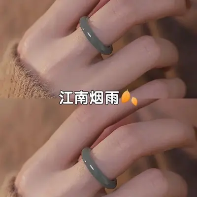 天然桃花酿素圈戒指小红书爆款ins金丝玉甜美手环简约闺蜜款圆环 - 12