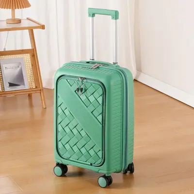 Impact-Resistant Trolley Suitcase with Zipper and Combination Lock - 11