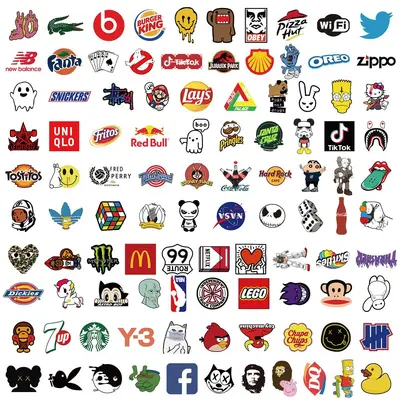 Su Bardağı ve Telefon Kılıfı İçin 101 Adet Moda Logo Çıkartması - 7