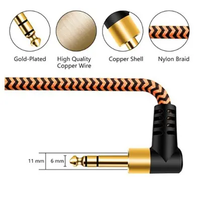 6.5 Mm Dirsek Üç Kutuplu Ses Kablosu 6.35 Mm Mikrofon Kablosu 6.5-6.5 Gitar Kayıt