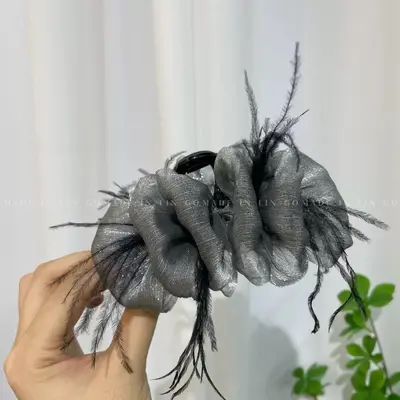 Large high-end hair clip with an elegant and classy design, adult braided double-sided rhinestone imitation large Korean-style floral hair clip for women. - 12