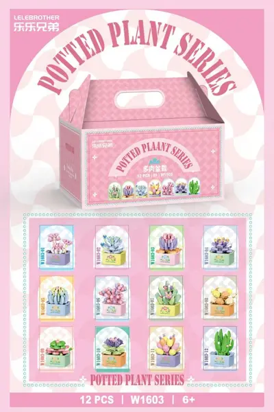 Preserved Flower Building Blocks with Succulent Pot Ornament for Girls - 9