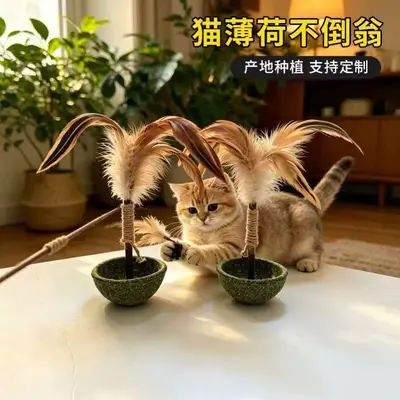 Catnip Wobbling Cat Toy with Tooth Cleaning Stick and Cat Treats