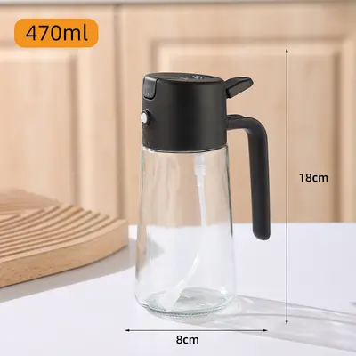 Glass Oil Bottle with Spray Function for Kitchen, 2-in-1 Dispenser - 9