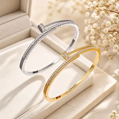 Armband, kupferplattiert, Zirkonia mit Sternenmotiv