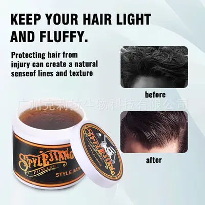 Retro Men's Hair Pomade, Slicked-Back Style, Skull Design, Water-Based - 3