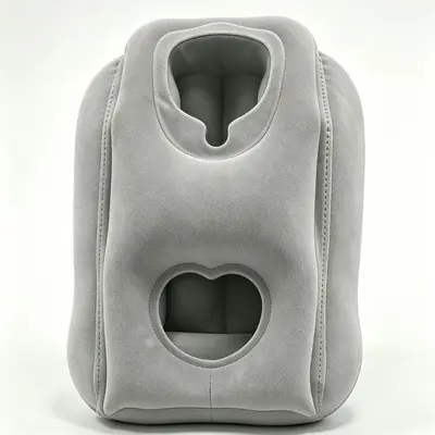 Travel Inflatable Face-Down Nap Pillow, Office Lunch Break Desk Rest Pillow, Support for Long-Distance Travel, High-Speed Train and Airplane, Portable Inflatable Flocked Pillow