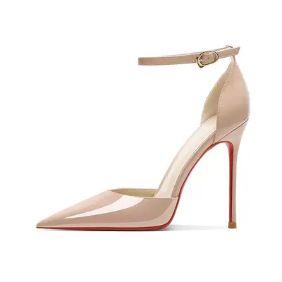 Kadın 2026 Siyah Ince Topuklu Tek Bant Stiletto Ayakkabı, Rugan - 10
