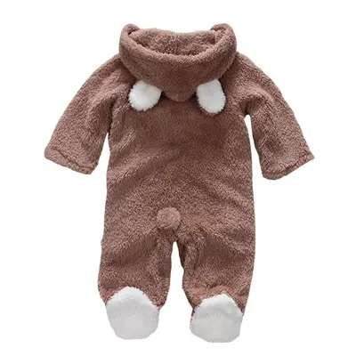 Bebek Tulumu Sonbahar Kış Mercan Polar Kapüşonlu Uzun Kollu Emekleme Tulumu - 8