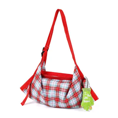Retro Plaid Canvas Tote Bag, Padded Color-Block Single Shoulder, Large Capacity - 9