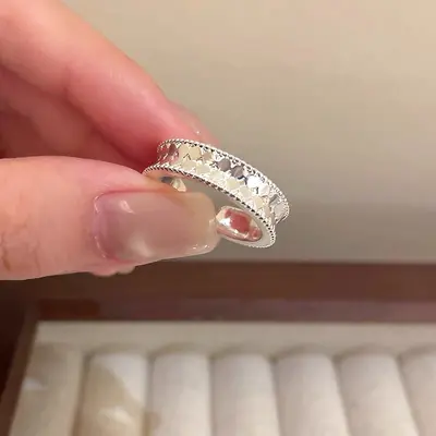 S925 Sterling Silver Twisted Ring Women Vintage Adjustable - 9
