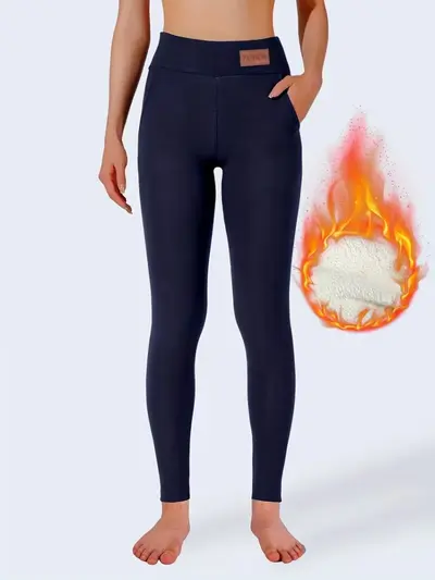 Winter fleece yoga leggings, high waist, warm lined, slimming - 10
