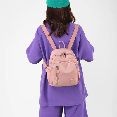 Lightweight Solid Color Textured Backpack, Women's Backpack for Outdoor Travel and Commuti - 4