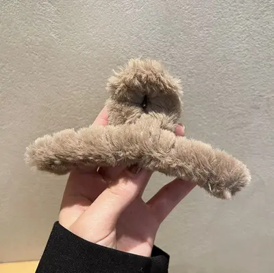 Hair Claw Clip for Women at the Back of Head, Large Plush Hair Claw Clip, Premium Fall and Winter Hair Claw Clip, Shark Clip, New Hair Claw Clip - 11