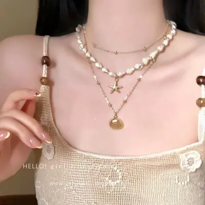 Vintage bohem çok katmanlı püsküllü kolye, boncuklu tasarım - 4