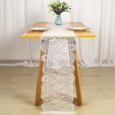 Amazon Best-Selling Lace Table Runner White Theme Wedding Home Decor Table Runner 36*300 table runner