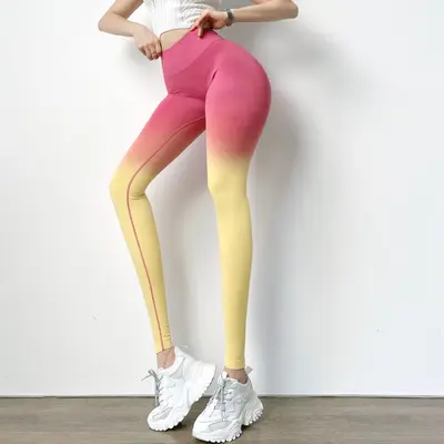 Damen-Fitnesshose mit hohem Bund, elastisch, Yoga-Legging - 9