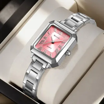 Shike Mei luxury women's watch, square design steel band waterproof - 10