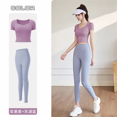 Damen-Slim-Fit-Laufoutfit mit Brustpolster, Sommer - 8