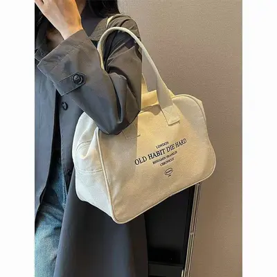Women's Large-Capacity Canvas Travel Bag, Lightweight - 2