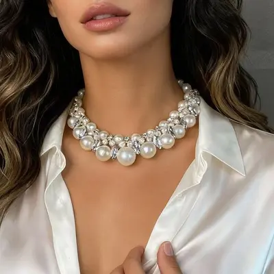 Perlenkette mit Tropfenblut-Design, Choker - 13