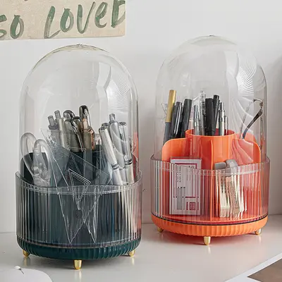 Rotating makeup brush storage box, transparent, dustproof