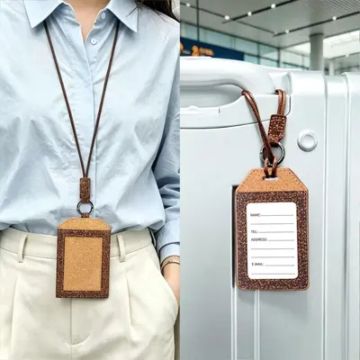 Passport holder, natural cork and coffee grounds, custom logo printing - 4