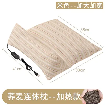 荞麦连体枕三角枕家用可拆卸助睡护颈枕粗布组合荞麦颈椎枕荞麦枕 - 13