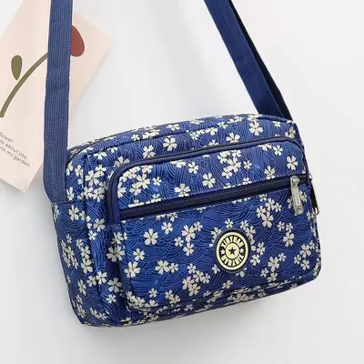 Nylon Fabric Floral Women's Mom Bag, Single Shoulder Crossbody Bag - 3