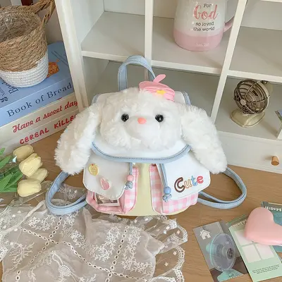 Cartoon Bear Plush Backpack, Casual Student School Bag - 10