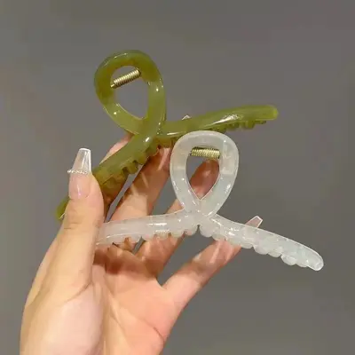 Gelees transparente koreanische Retro-Große einfache Kreuzklipp-Haarspange hinten Haarklammer Hai-Klipp-Haarspange DIY-Basis - 2