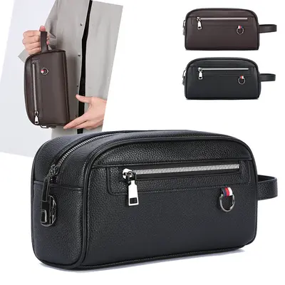 New Cross-Border Men's Business Clutch Bag Soft Leather Large Capacity Phone Bag Wallet PU Leather Outdoor Travel Storage Bag