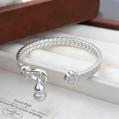 Yeni Vietnam Sakin Çin Tarzı Retro Tasarım Güvenlik Altını Para Kabağı Açık Ağızlı Bilezik Kadın Aksesuarları Toptan